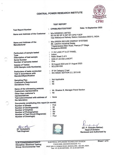 CPRI TEST REPORT - Certificate